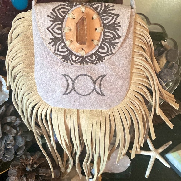 Triple Moon Gypsy Witch Crystal Stone Handmade Medicine Magic Satchel Bag Pouch - Picture 4 of 9